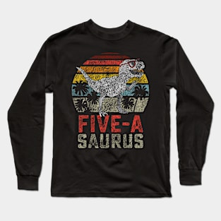 Year Old Dinosaur Birthday 5th T Rex Dino Five Saurus Long Sleeve T-Shirt
